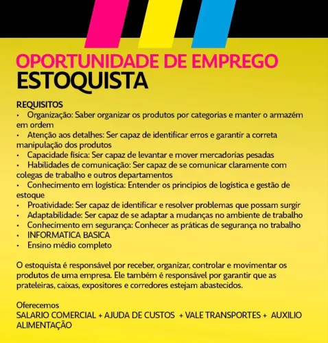 Oportunidade de Emprego - Auxiliar de Estoque