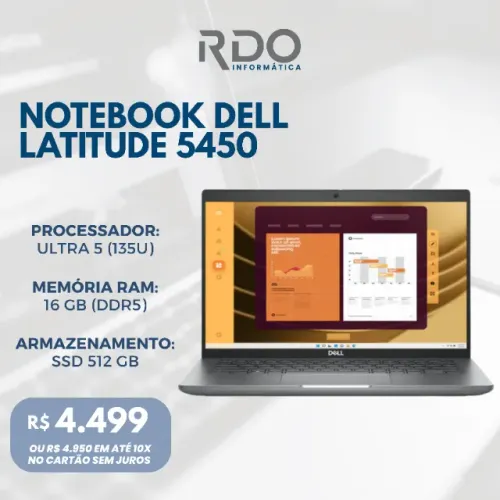 Notebook Dell Latitude 5450 Ultra 5 16GB DDR5 SSD 512GB - Alta performance / potente