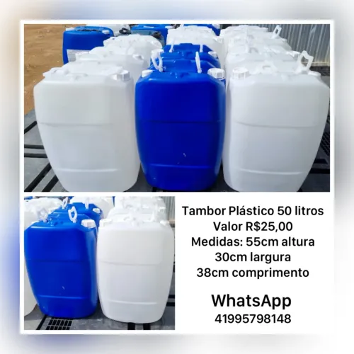 Galão 50 litros, tambor sem lavam, continham produtos de limpeza