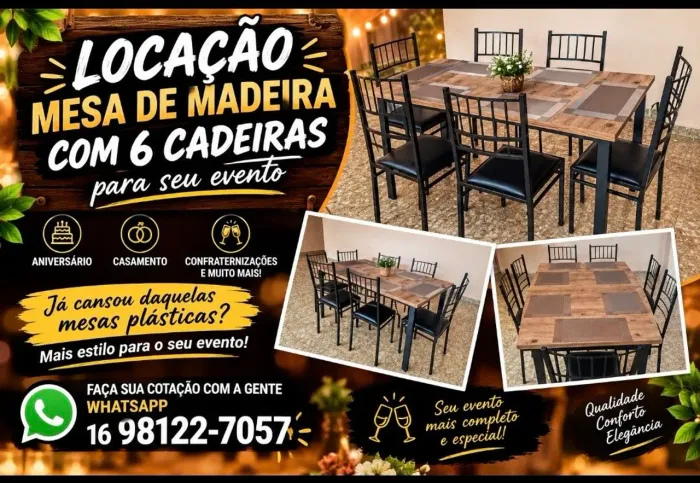 LOCAÇÃO MESA E CADEIRAS