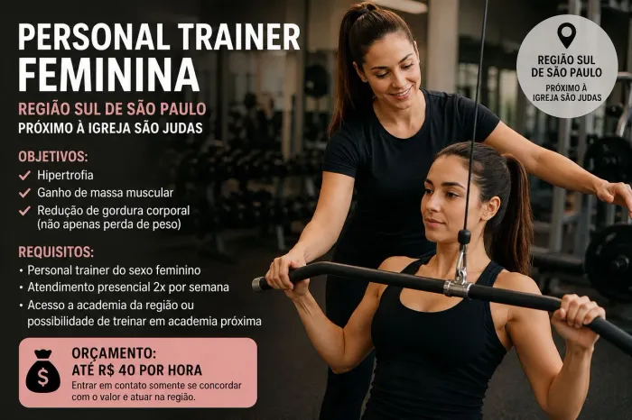 Personal Trainer Feminina Zona Sul SP - Próximo São Judas