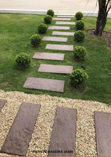 Pedra Decorativa Pisante Madeira 30x80 - Caminhos, Jardins e Áreas Externas