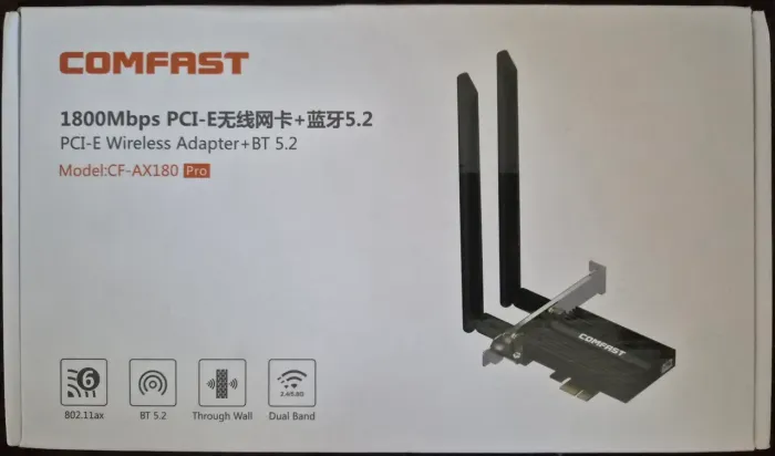 Placa de rede Wi-fi 6 e bluetooth 5.2 PCI-e 1800Mbps