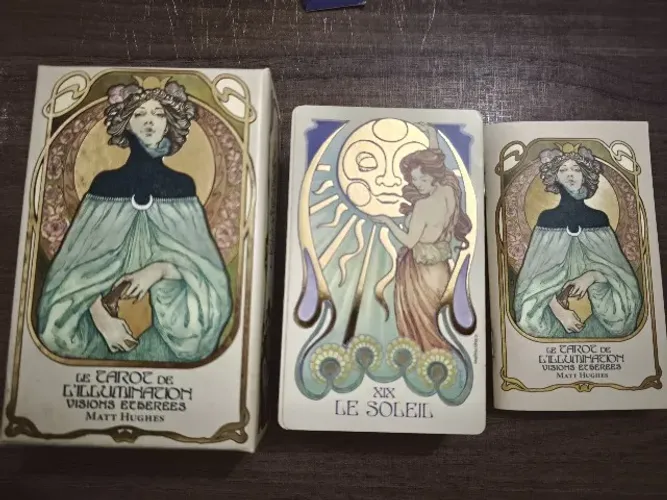 Tarot de l'illumination matt hughes art nouveau dourado iluminuras oráculo cartas