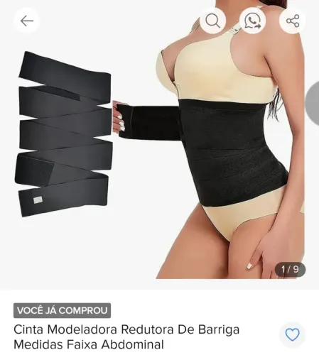 Cinta Modeladora Redutora Cintura Barriga Invisível Preto 5m