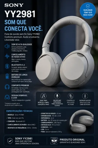 Fone de ouvido sem fio Sony YY2981