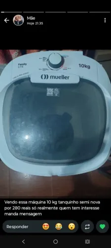 Vendo um tanquinho de 10 kg semi novo n foi muito usado se tiver interesse entra em ctt