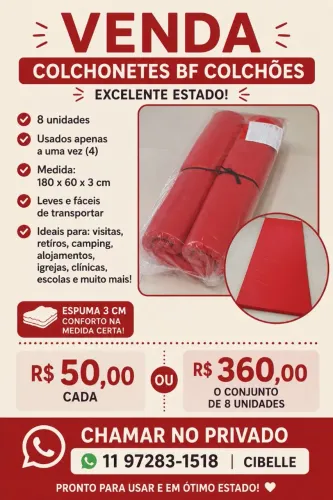 OPORTUNIDADE - 8 COLCHONETES BF COLCHÕES