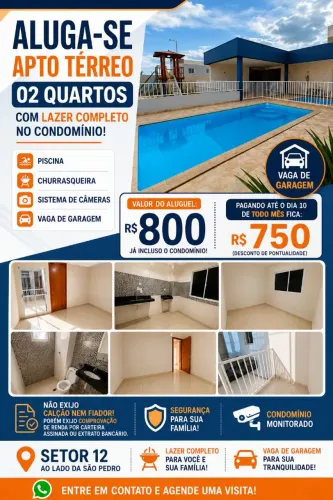 ALUGA-SE APTO COM LAZER COMPLETO SETOR 12
