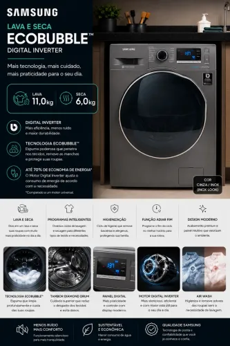 Lava e seca Samsung Ecobubble 11kg