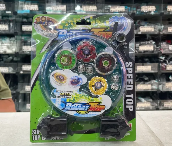 Kit 4 beyblades + 2 lançadores metal master arena