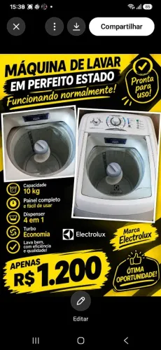 Vendo uma máquina de lavar em ótimo estado de conservação funcionado normalmente.
