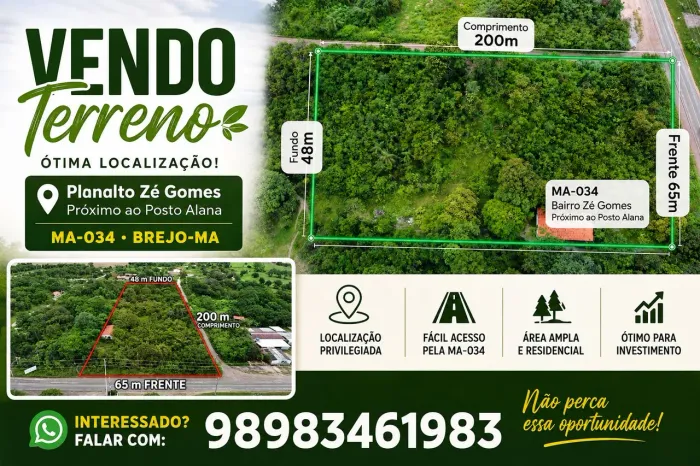 Vendo terreno bairro Zé Gomes Brejo-MA