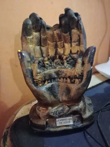 Antiga Escultura Mao Divina Santa Ceia