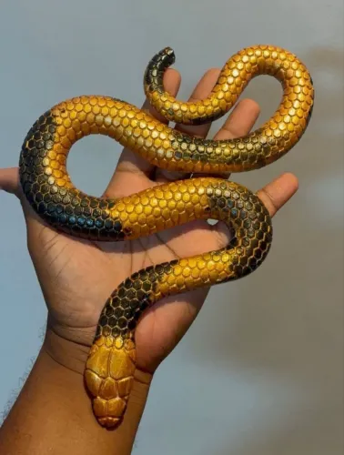 Cobra Decorativa Dourada e Preta