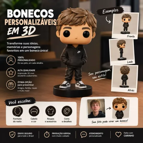 Boneco personalizável impressão 3d