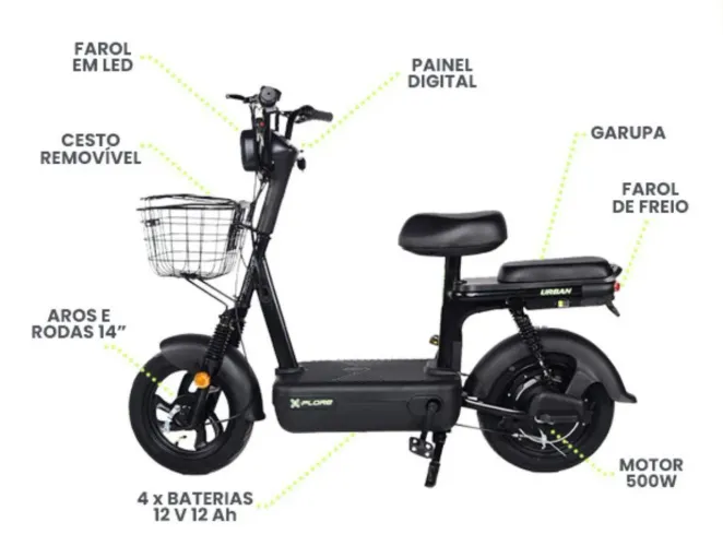 Bicicleta scooter elétrica 500w