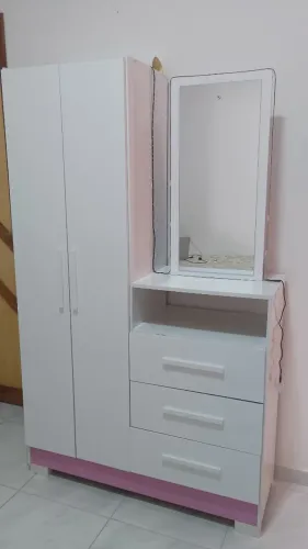 Guarda-Roupa Solteiro com Espelho e Penteadeira (Opção Fita LED)
