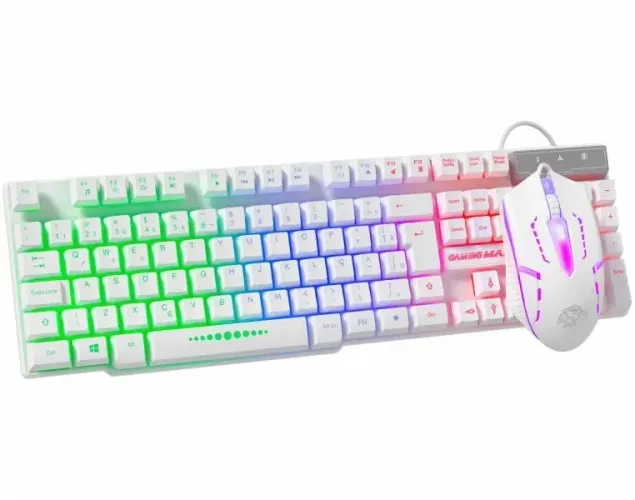 Kit Teclado e Mouse Gamer K-Mex KMW5228 Com Fio Branco
