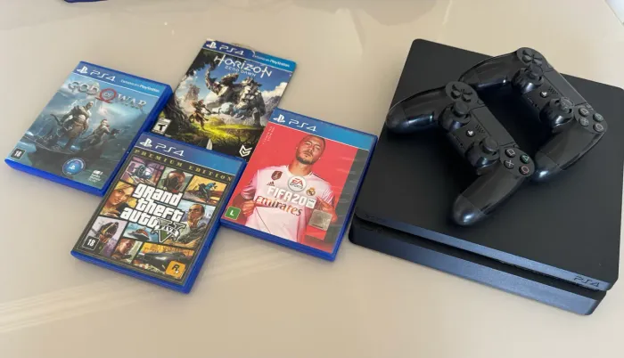 Ps4 Slim, 2 Controles Originais, 1 Tb Memória com vários jogos!! 