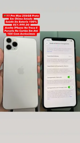 iPhone 11 Pro Max 256GB Prata | ( Saúde Da Bateria 100% ) Usado