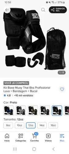Vendo kit boxe muay thai, praticamente novo...