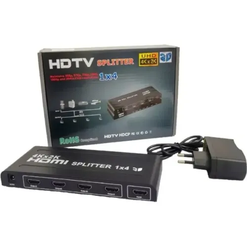 Spliter HDMI 1.4 4K 1 Entrada e 4 Saídas 1×4 -Distribuidor - Divisor de Hdmi 1x4 - Coimbra