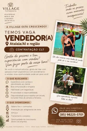 VAGA PARA VENDEDORA EM ATALAIA