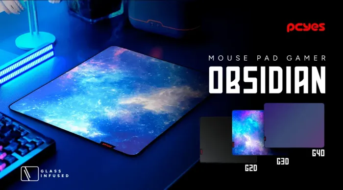 Mouse pad gamer infusão de vidro PCYES