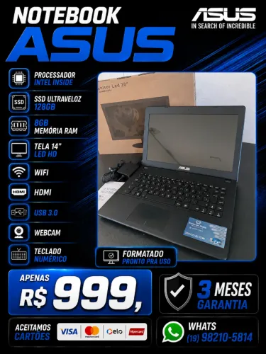 Notebook Asus SSD 8gb Ram Seminovo Garantia