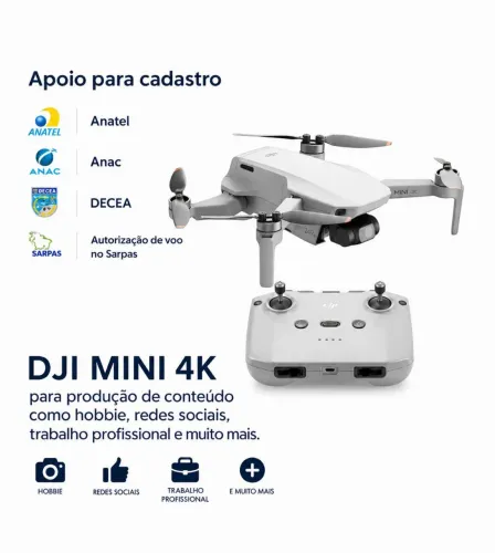 Drone DJI MINI 4K standart LACRADO com invoice para homologar na ANATEL 