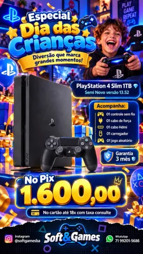 Ps4 Slim 1tb aceito cartão com garantia loja física