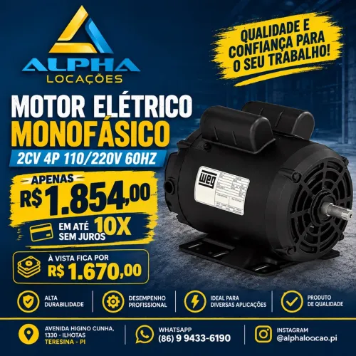 Motor elétrico 2cv 4 polos monofásico 110/220v