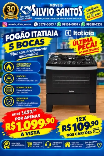 Fogão 5 bocas novo combino entrega