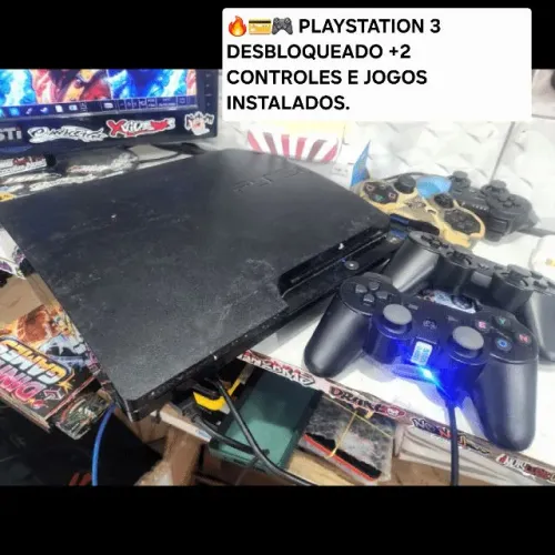 PLAYSTATION 3 DESBLOQUEADO +2 CONTROLES E JOGOS