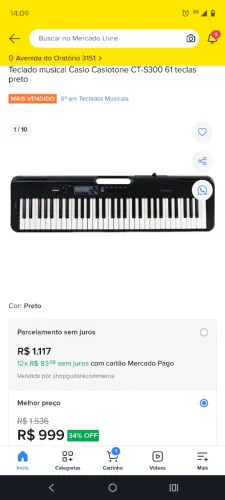 Teclado Casiotone Cs 300 (Vila prudente Sp)