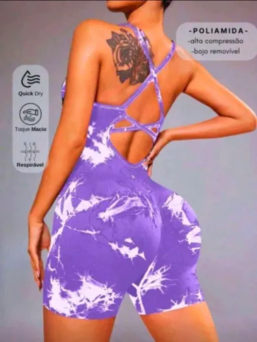 Macacão curtos Fitness multicolorido