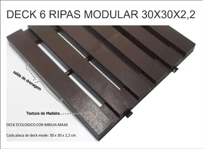 Deck Modulares Plásticos 30x30x2,2 Decorativo Saunas e Jardins