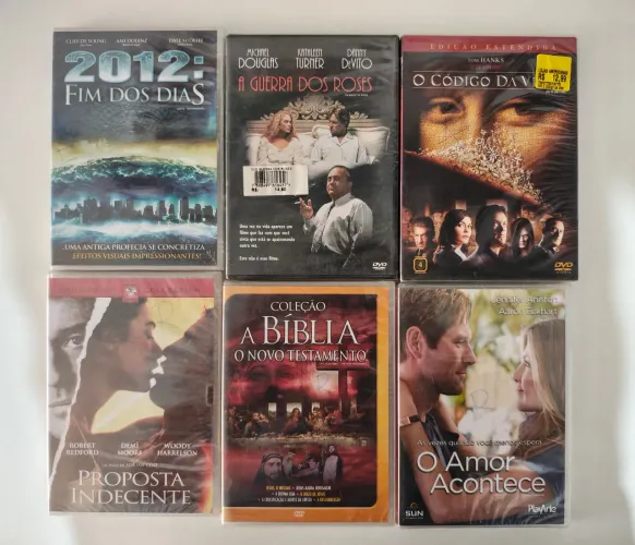 Lote com 6 filmes lacrados em DVD