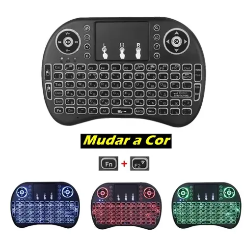 Mini Teclado Wireles Bluetooth Com Luz Pc Smart Tv box