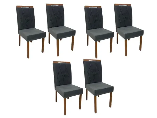 Cadeiras Isa 6 unidades Cinamomo/Cinza Até 12x - Frete Grátis