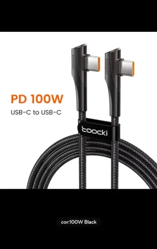 Cabo USB-C para USB-C PD 100W Toocki - Preto