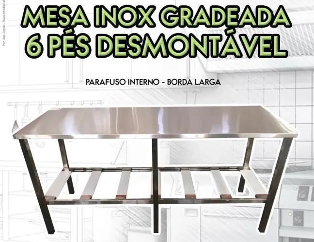 Mesa de manipulação toda em inox p cozinha industrial.variis tamanhos
