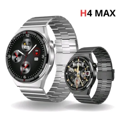 Lançamento - SmartWatch H4 Max -PRATA - c/ 3 pulseiras, IP67, Rede Sociais, e muito mais