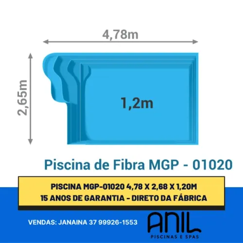 Ja - Piscina media retangular 4,78 x 2,65 x 1,20m