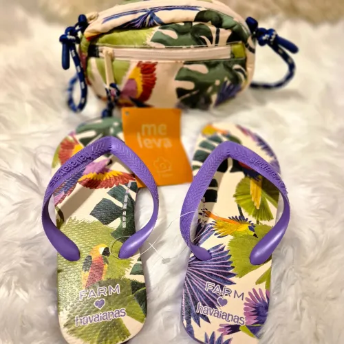 Kit Farm - Bolsa Chuchu e Havaianas Pássaros Pintados - 35/ 36/37/38