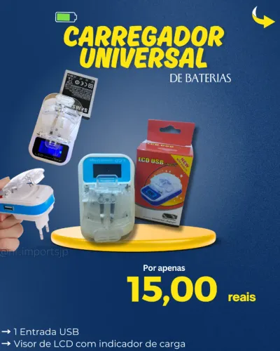  CARREGADOR UNIVERSAL DE BATERIA CELULAR