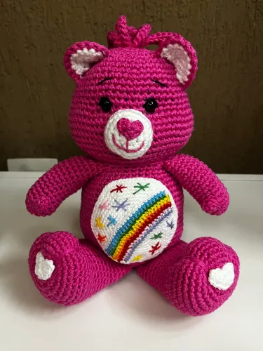 Ursinhos Carinhosos Rosa em Crochê Amigurumi Pelúcia Boneco