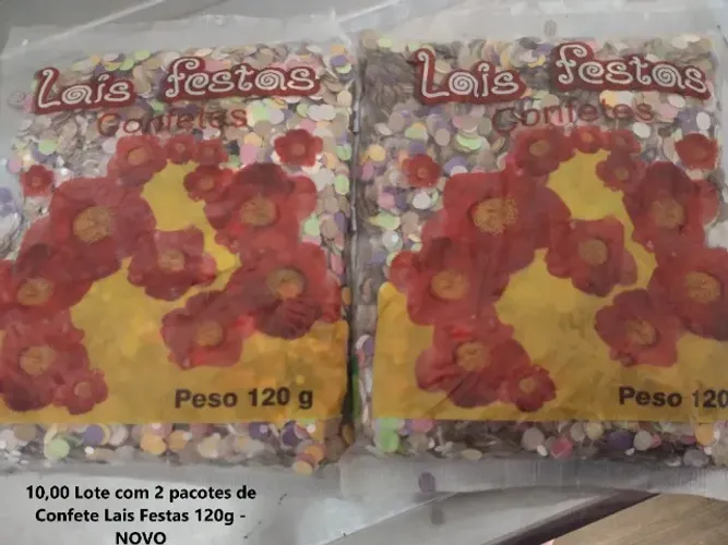Lote com 2 pacotes de Confete Lais Festas 120g - NOVO