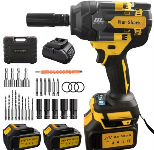 Chave de impacto 1500 nm elétrica a bateria profissional 4 em 1 brushless 2 baterias